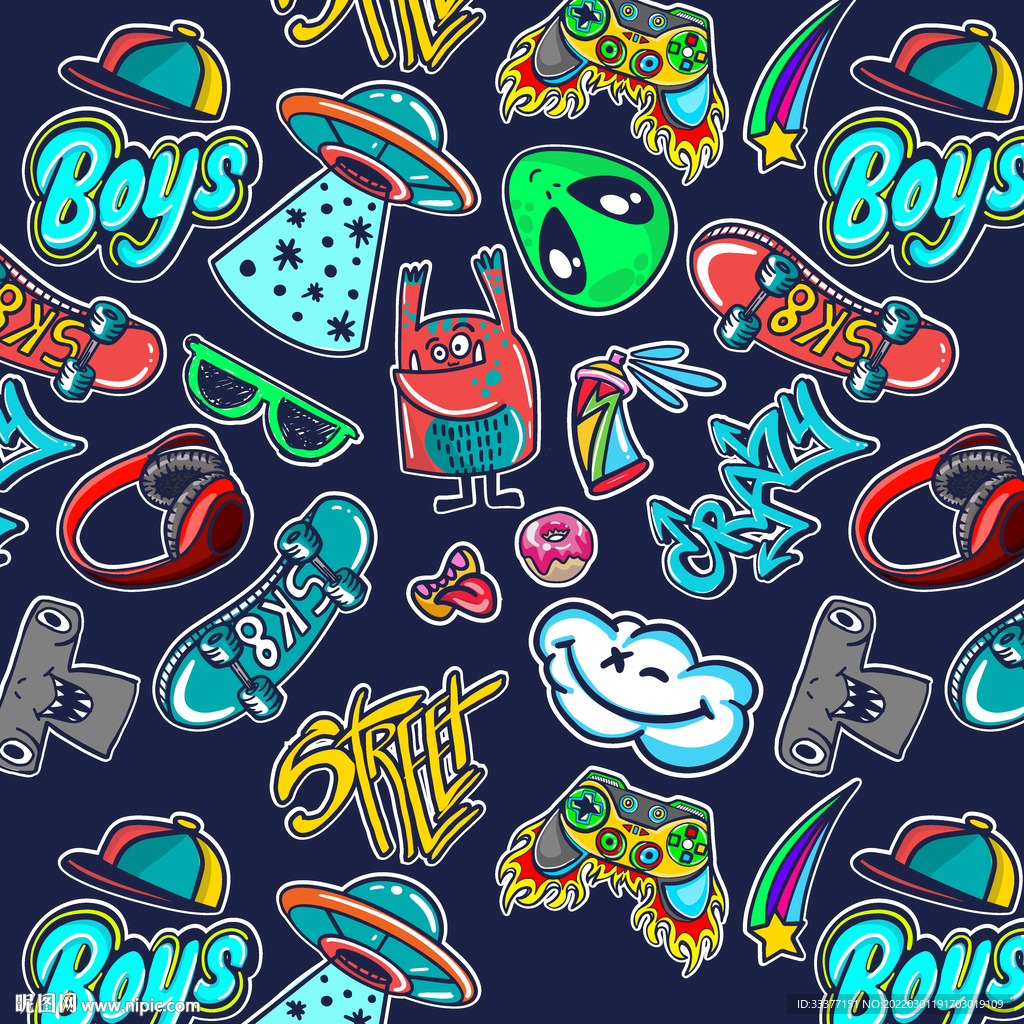 涂鸦 抽象 卡通    字母 