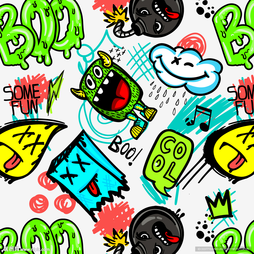 涂鸦 抽象 卡通    字母 