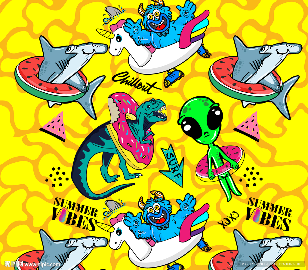 涂鸦 抽象 卡通 动物 字母 