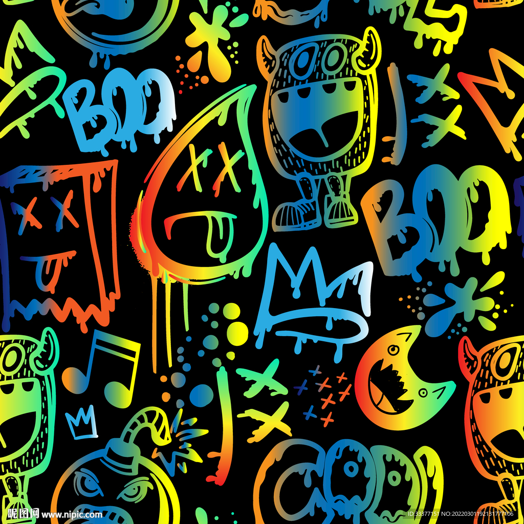涂鸦 抽象 卡通    字母 