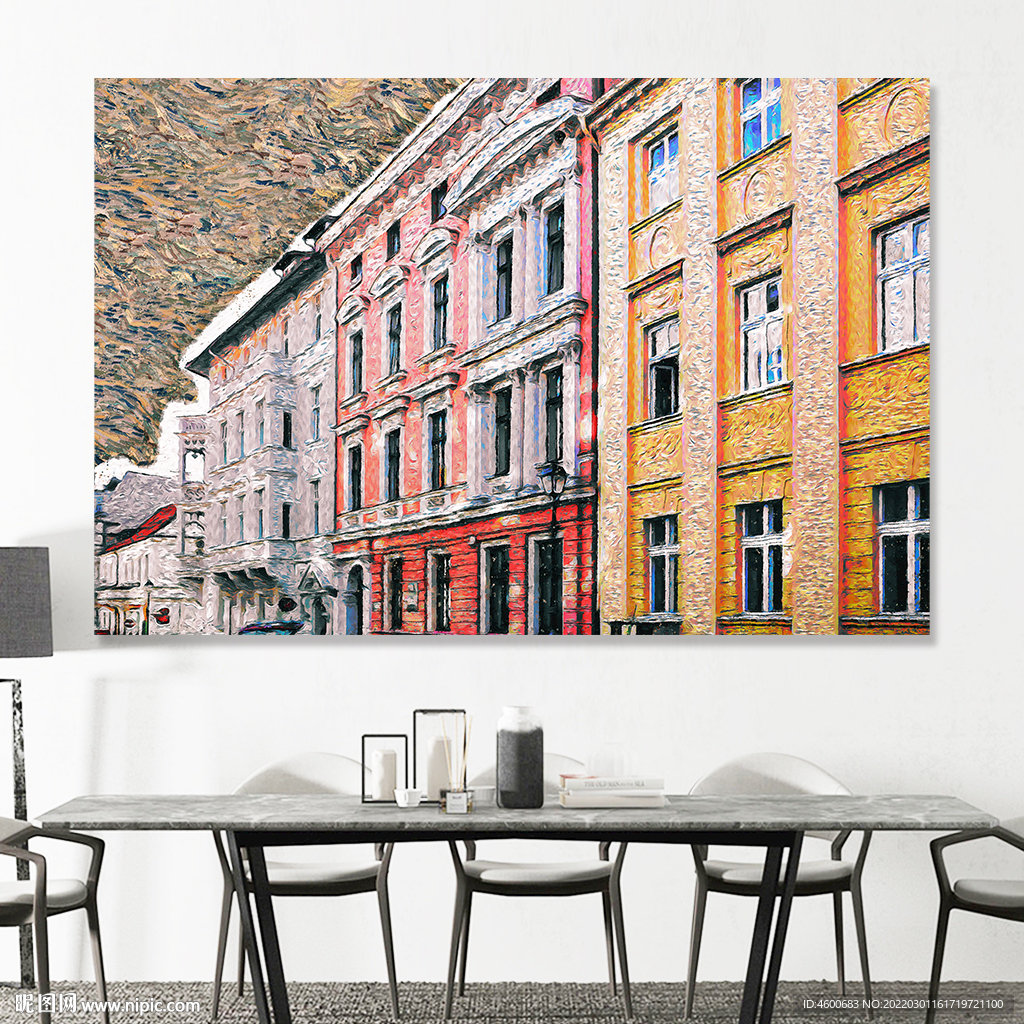 抽象艺术建筑色彩表现油画装饰画