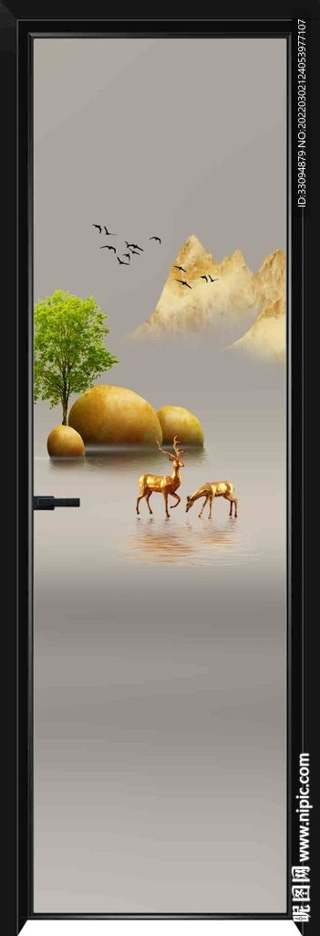 高清分层透明底平开门打印图