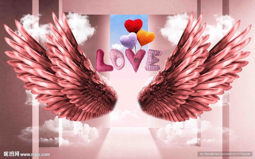 网红直播间翅膀背景墙