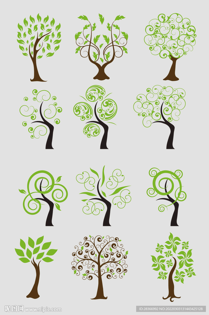 AI矢量卡通树苗小树