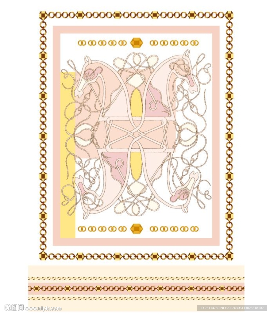 方巾 大牌 四匹马 印花