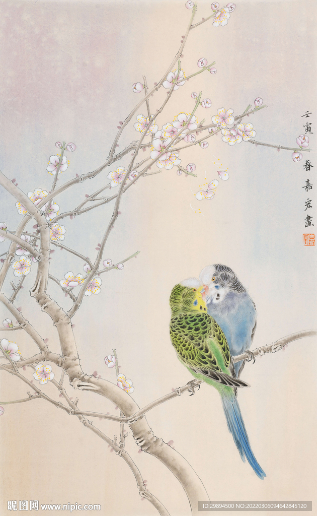 古典桃花花鸟虫鱼中式装饰画