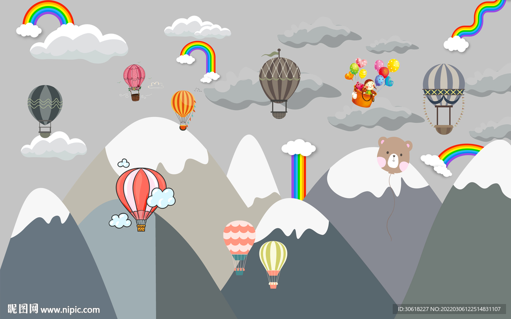 卡通儿童房背景墙壁纸壁画壁布 