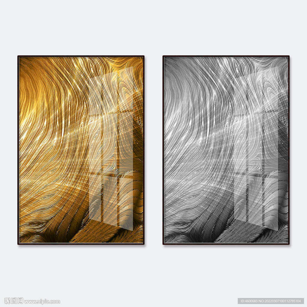 金色银色抽象艺术装饰画