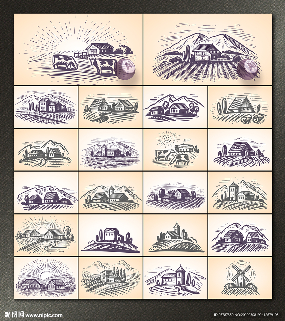 矢量手绘田园农庄