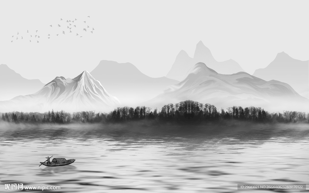 别墅灰色爆款山水 tif分层