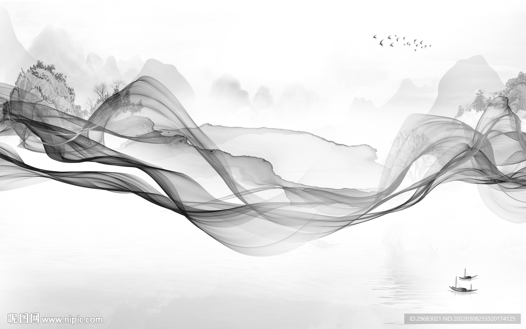 中式中国风新山水 tif分层