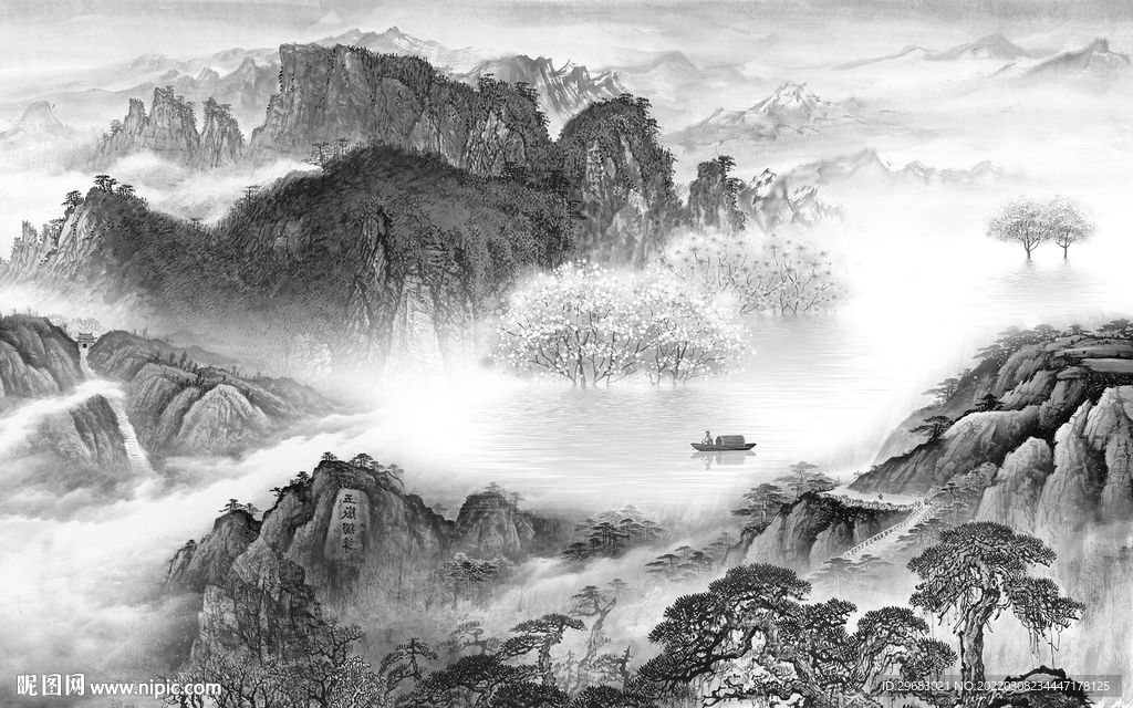 别墅最新款山水画 tif分层