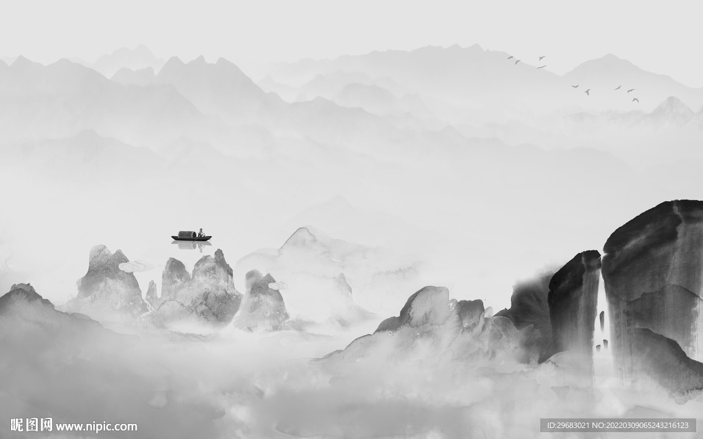 高端最新款山水画 tif分层