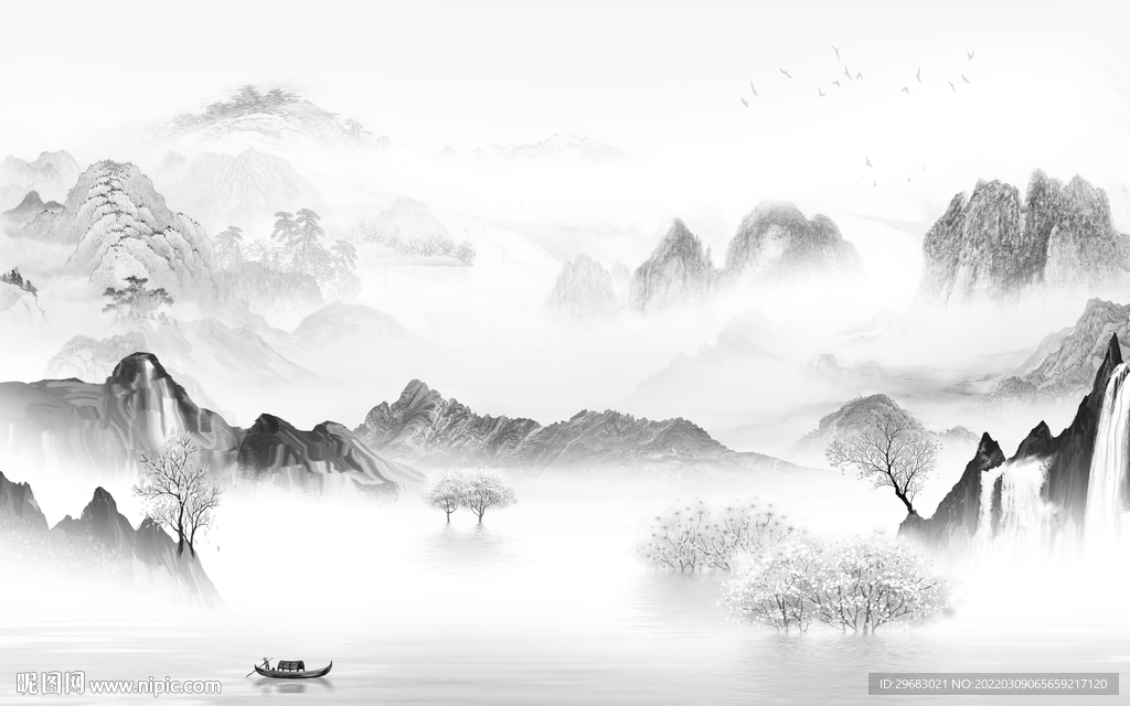 高档最新款山水画 tif分层