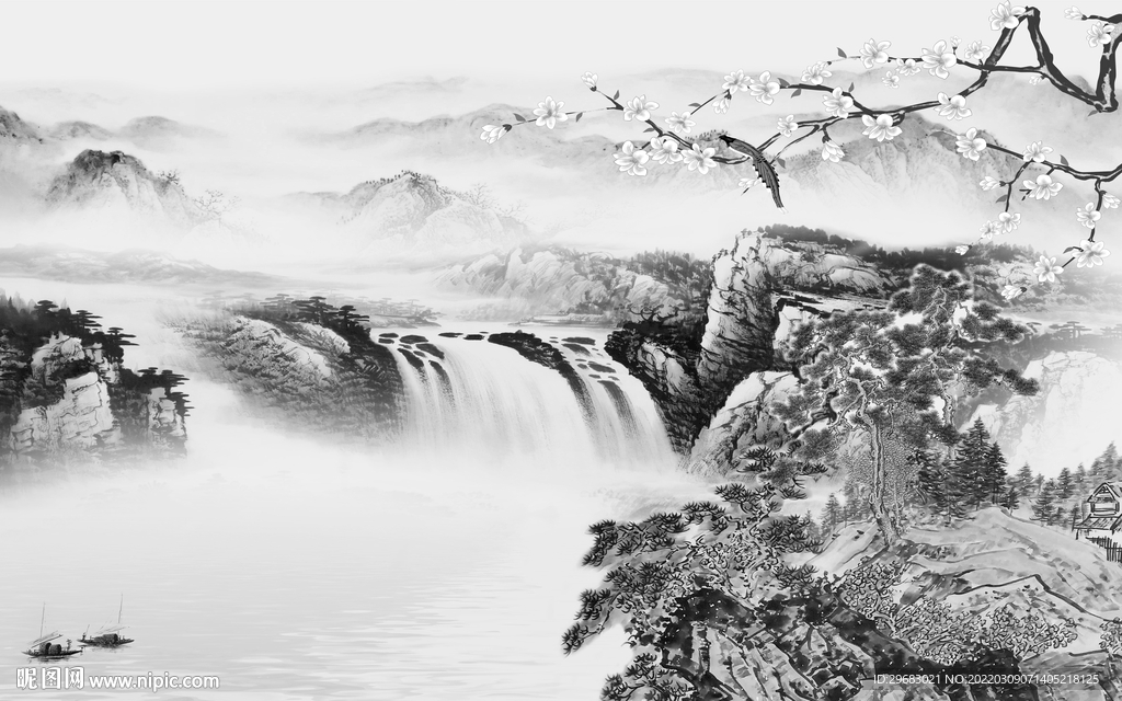 意境最新款山水画 tif分层