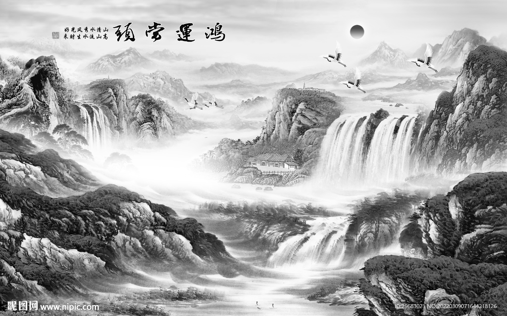 人气最新款山水画 tif分层