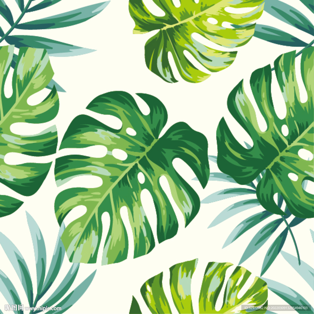 热带雨林植物无缝图案图片