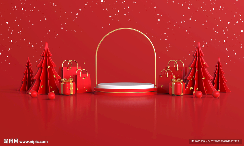 红色喜庆立体电商产品海报背景