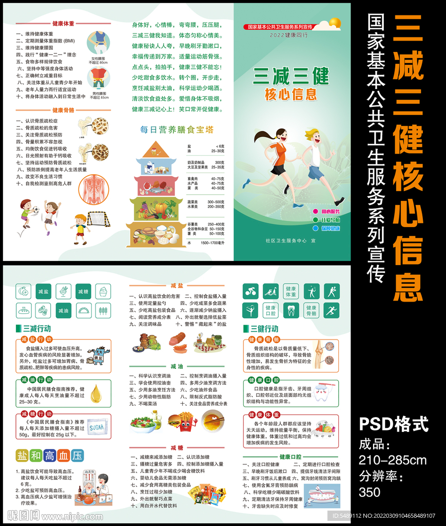 三减三健核心信息三折页