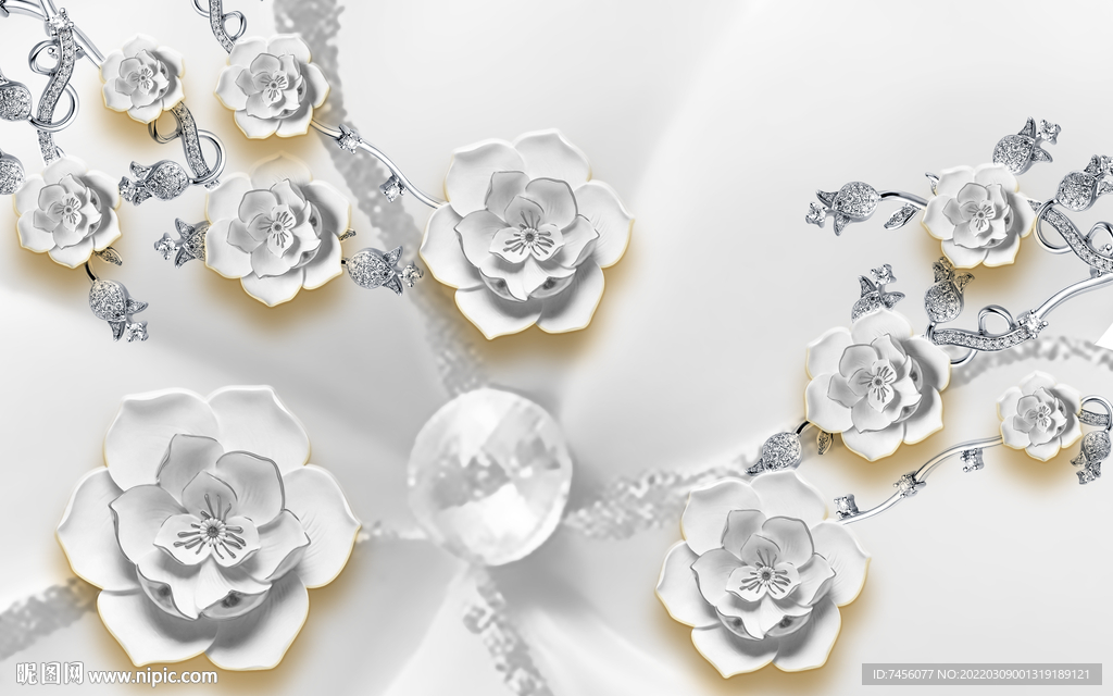 唯美浮雕玫瑰花立体背景墙