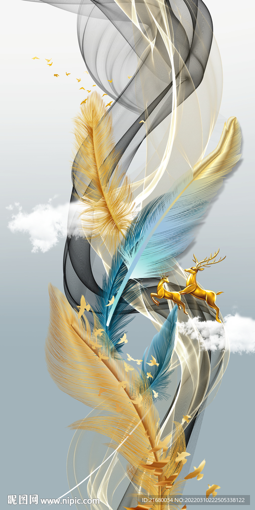 抽象线条玄关装饰画