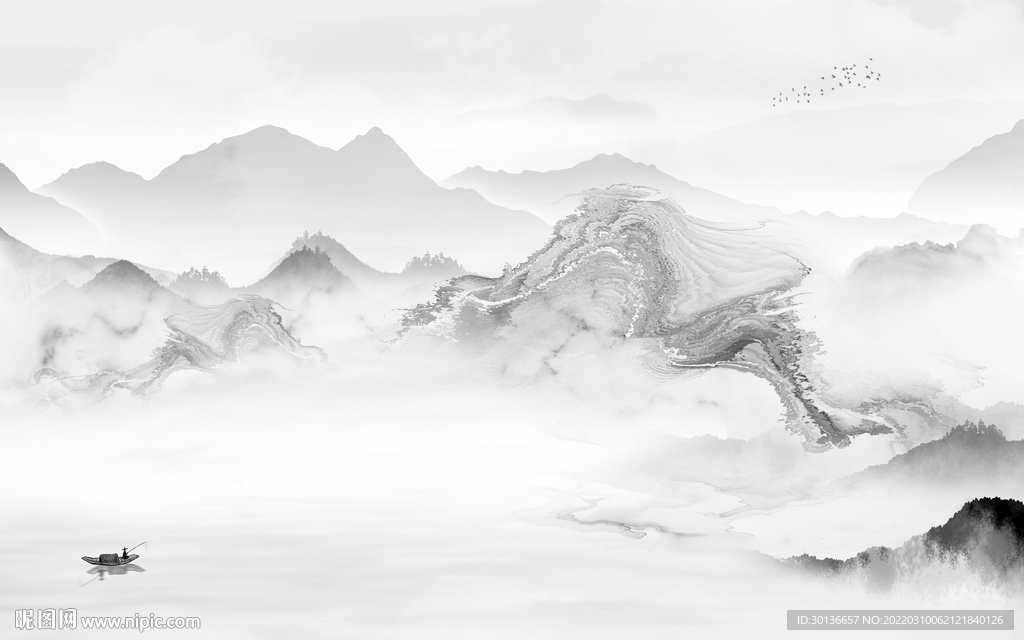 中式爆款新山水画 tif分层