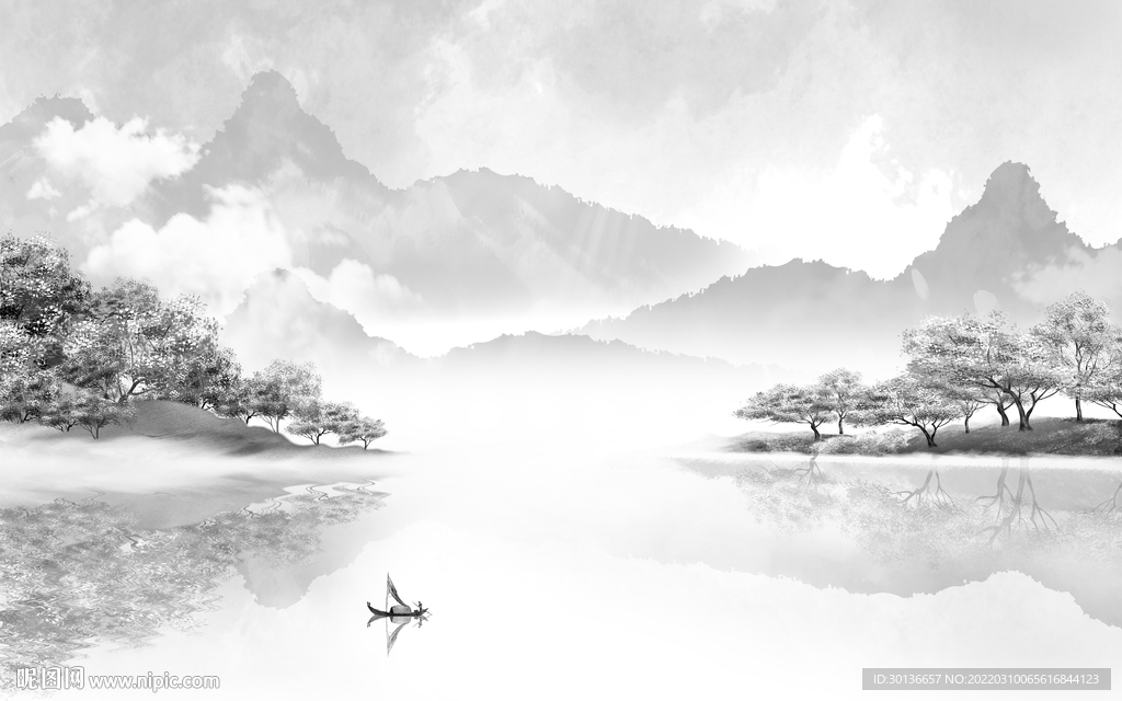 别墅灰色客厅山水 tif分层