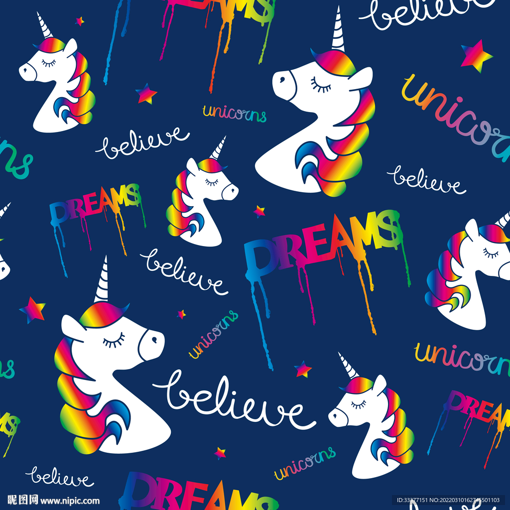  独角马 卡通 底纹 童装  