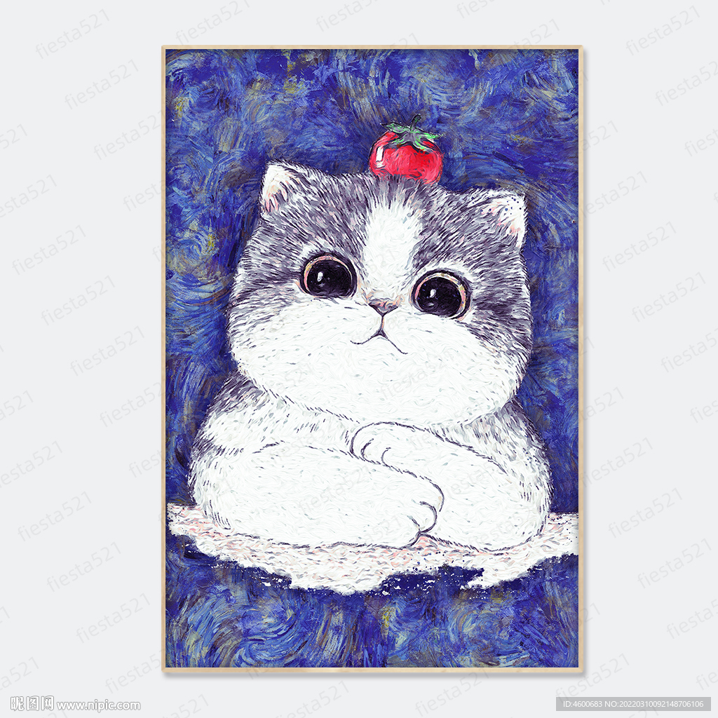 可爱卡通小猫咪油画装饰画