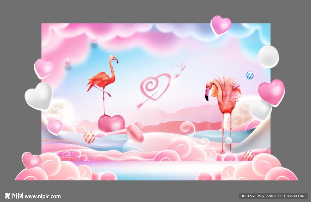 浪漫清新粉色气球背景