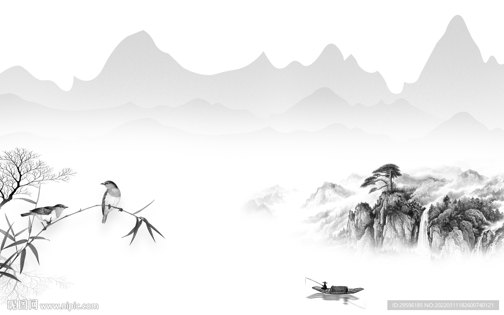 中式简约大气山水 TIF分层