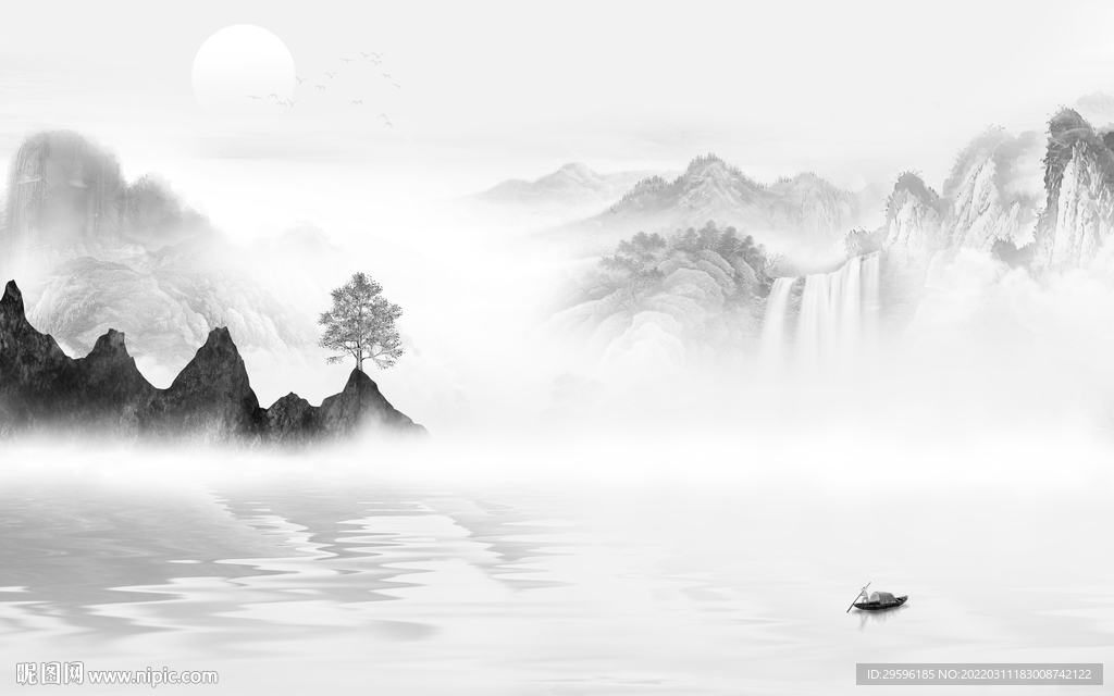 高档 简约大气山水 TIF分层