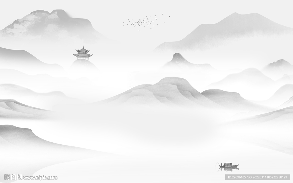 背景墙最新高端山水 TIF分层