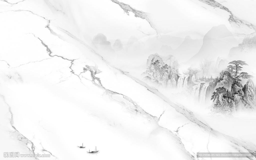 爵士白简约大气山水 TIF分层