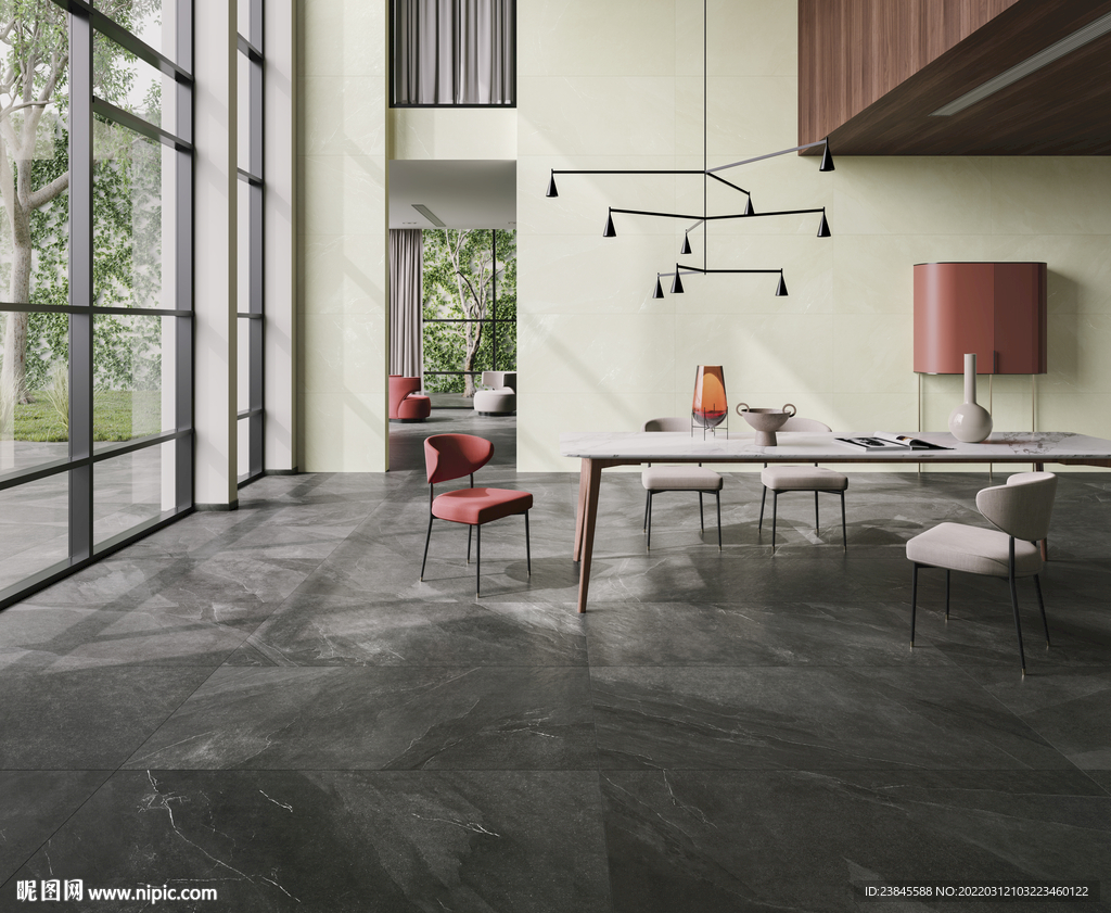 仿古砖 餐厅 简约效果图