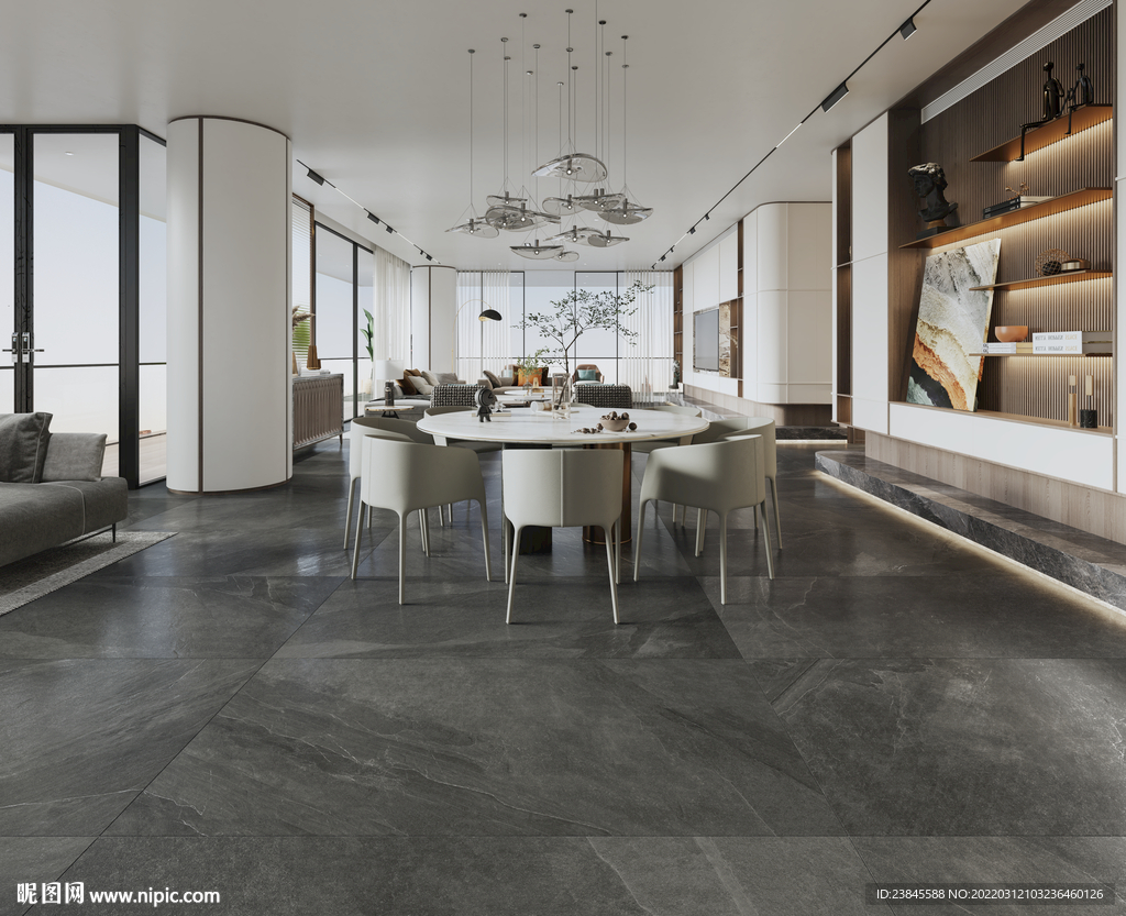 仿古砖  餐厅效果图