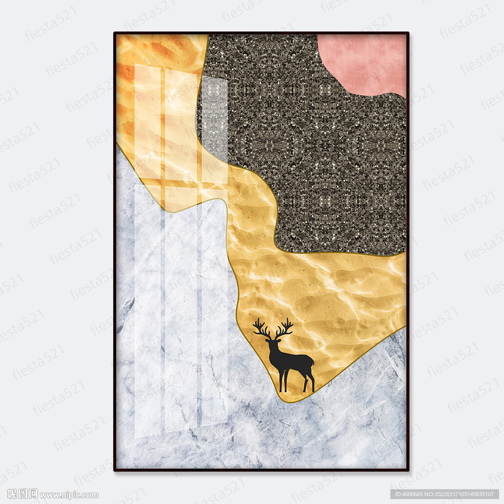 北欧抽象几何大理石金色装饰画