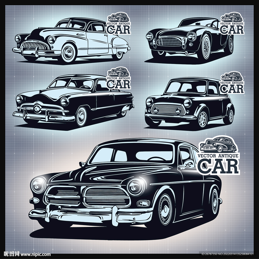 矢量手绘怀旧经典机车