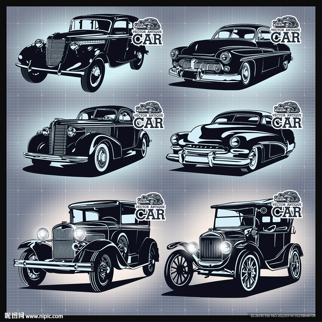 矢量手绘经典怀旧机车