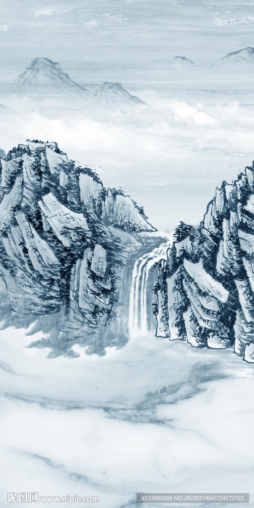 蓝色 高清中式玄关 TIF分层