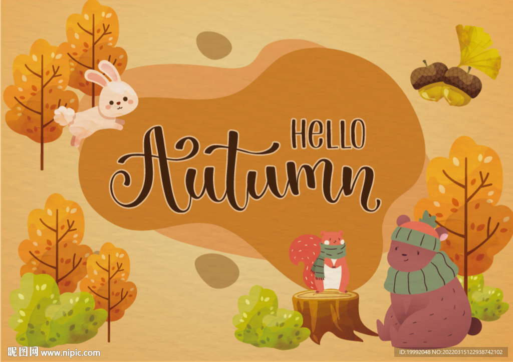 秋天banner卡通横幅海报