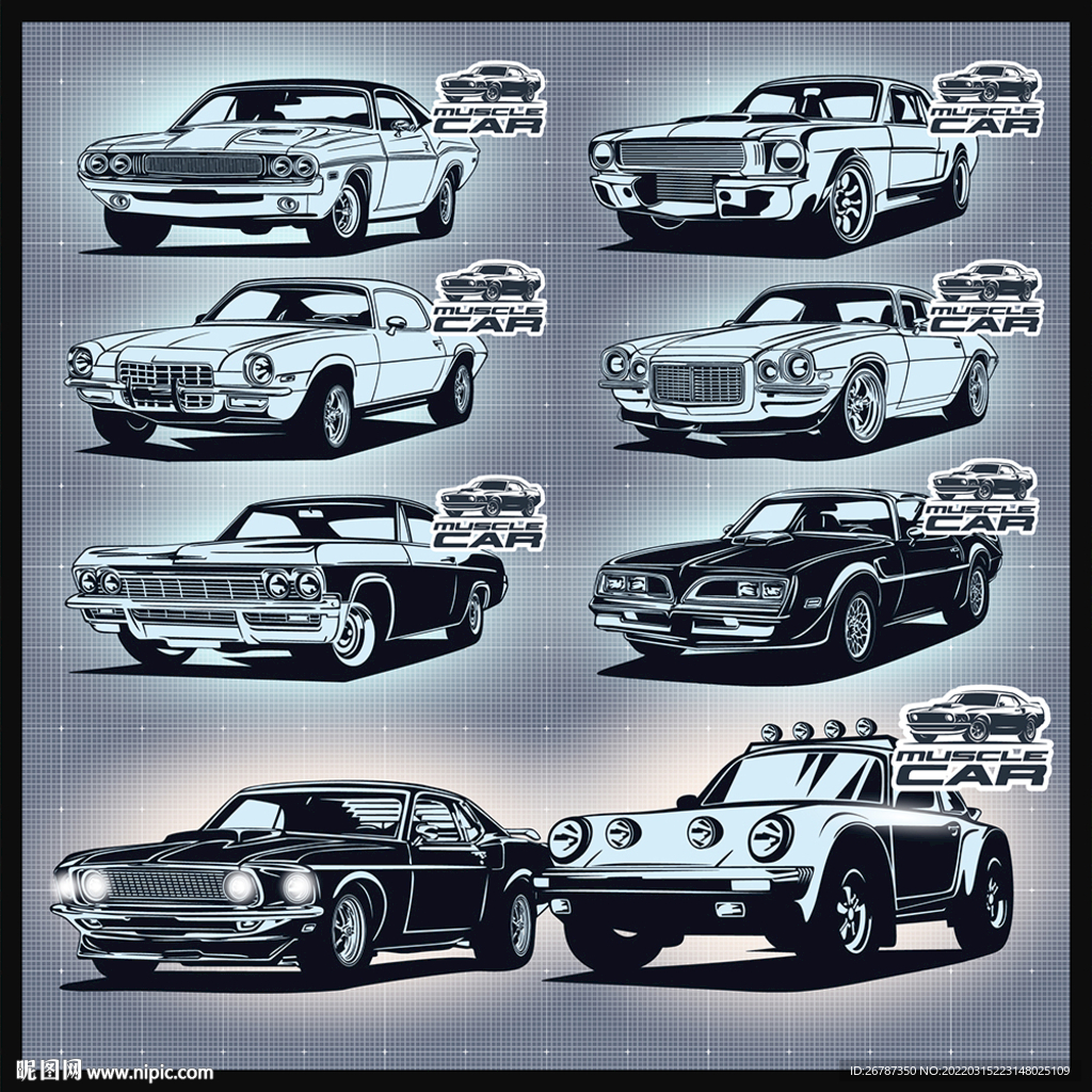 矢量手绘怀旧经典机车