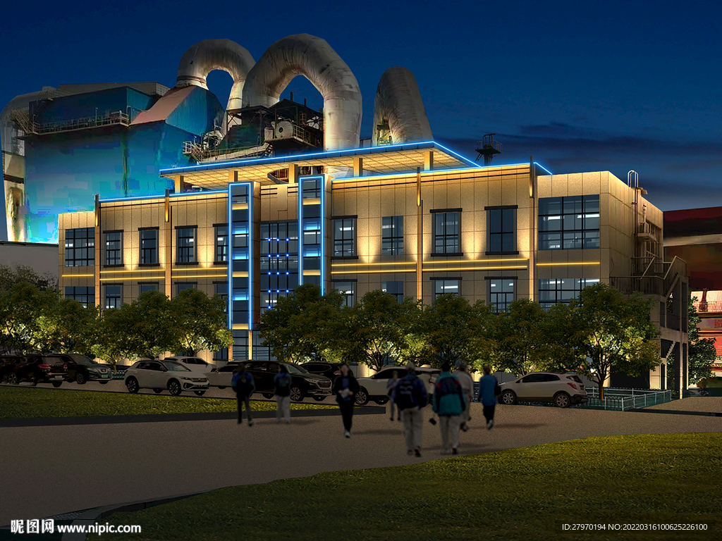 工厂办公楼灯光亮化效果图