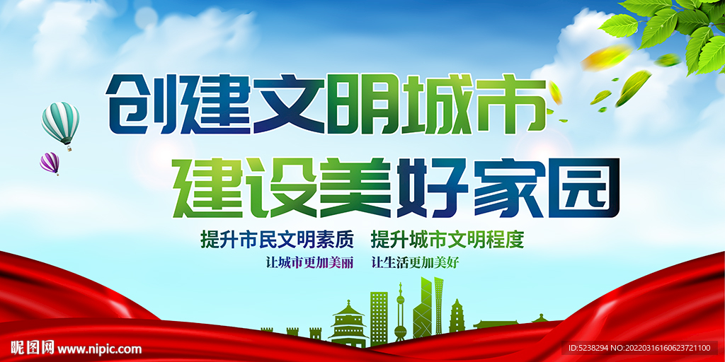 创建文明城市建设美好家园展板