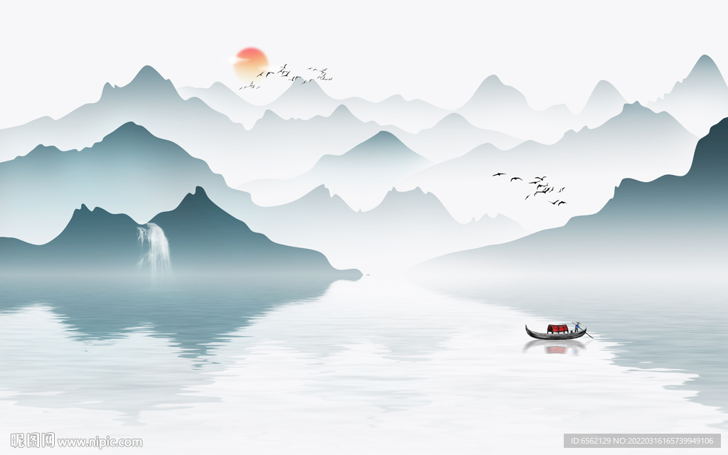 新中式山水背景墙