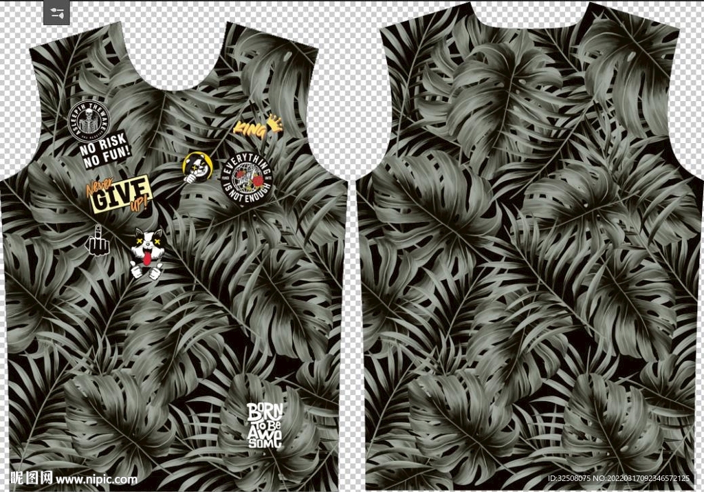 大牌 男装 芭蕉叶 数码印花 