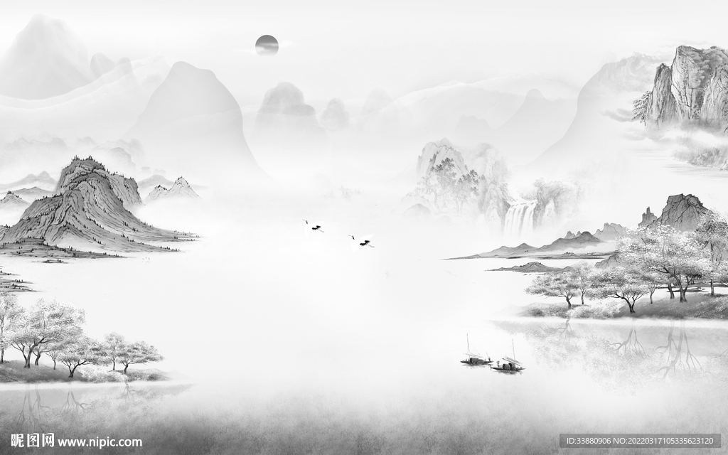 中式高档爆款山水 tif分层