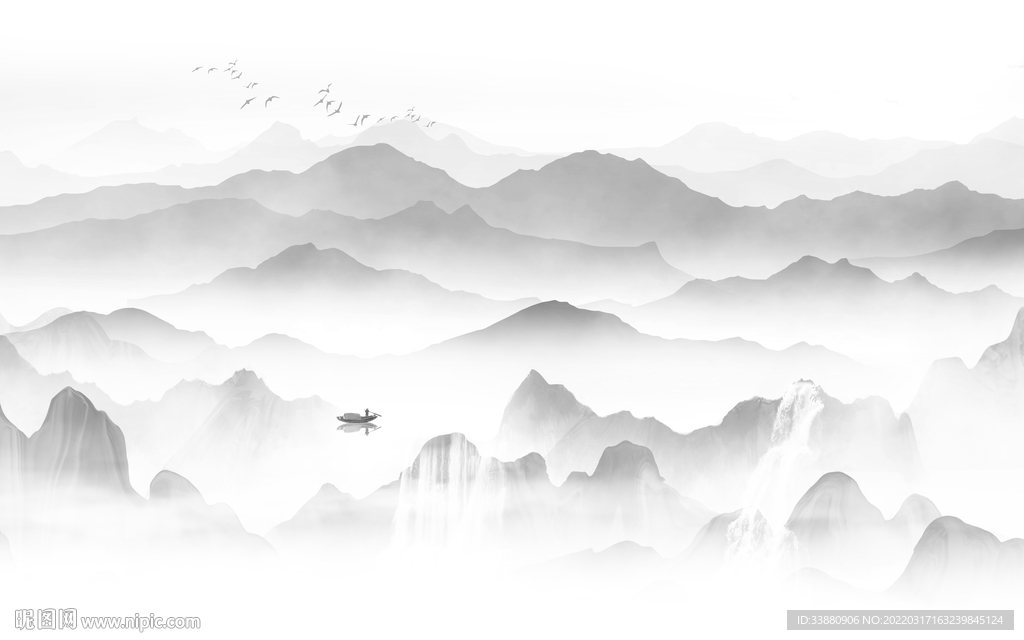 背景墙高端风景山水 tif分层