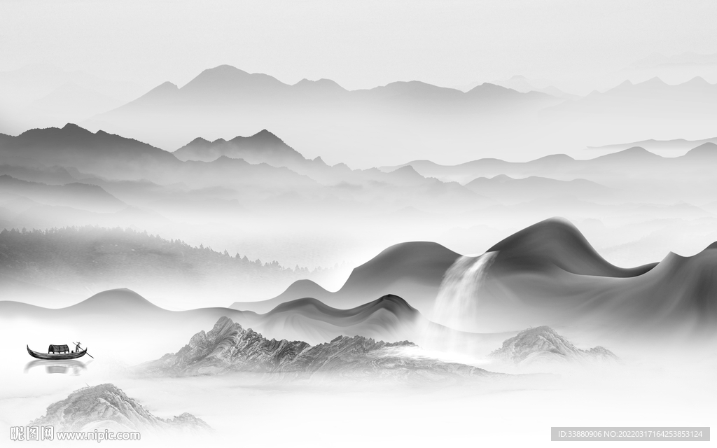 中国风高端风景山水 tif分层