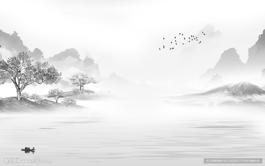 新中式高端风景山水 tif分层